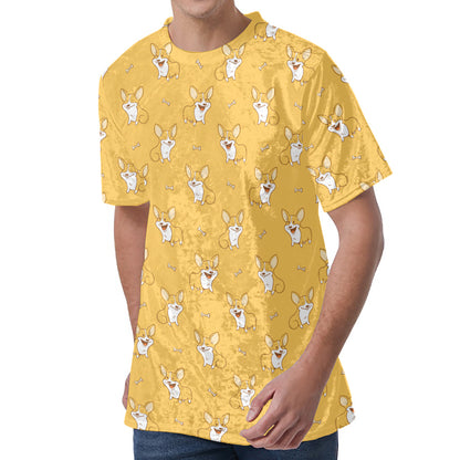 Little Corgi Pattern Print Men's Velvet T-Shirt