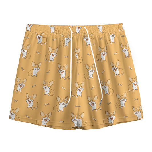 Little Corgi Pattern Print Mesh Shorts