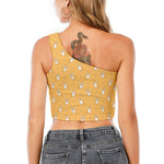 Little Corgi Pattern Print One Shoulder Crop Top