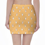 Little Corgi Pattern Print Pencil Mini Skirt