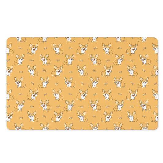Little Corgi Pattern Print Polyester Doormat