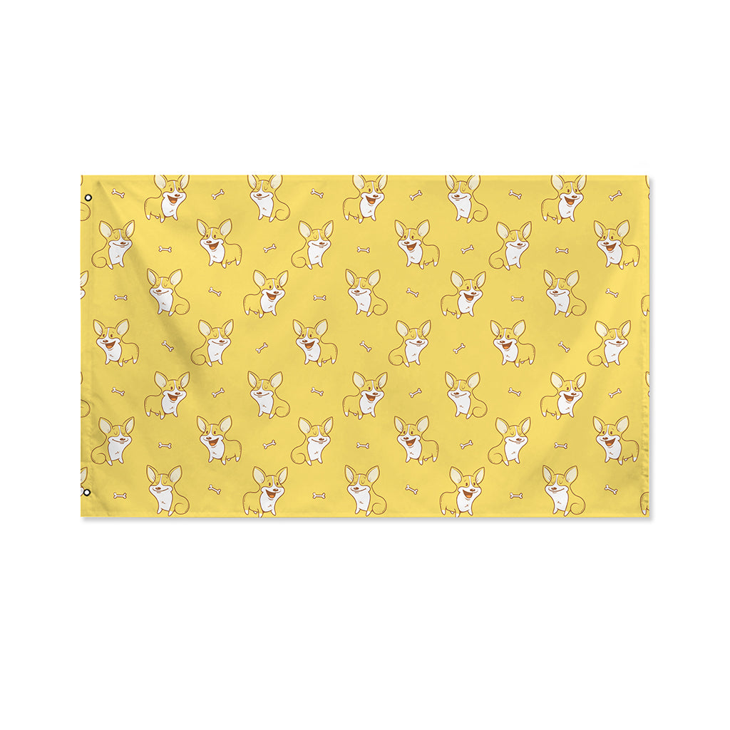 Little Corgi Pattern Print Polyester Flag