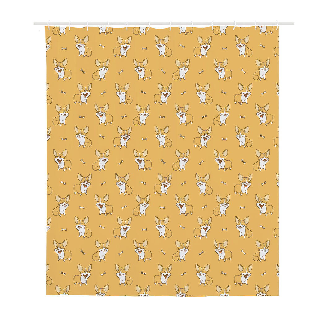 Little Corgi Pattern Print Polyester Shower Curtain