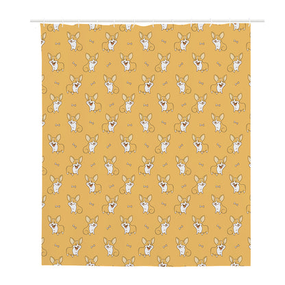 Little Corgi Pattern Print Polyester Shower Curtain