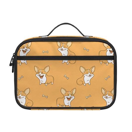 Little Corgi Pattern Print Portable Lunch Bag