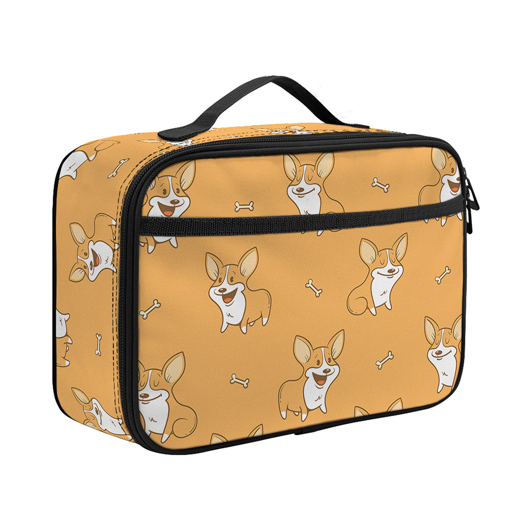 Little Corgi Pattern Print Portable Lunch Bag
