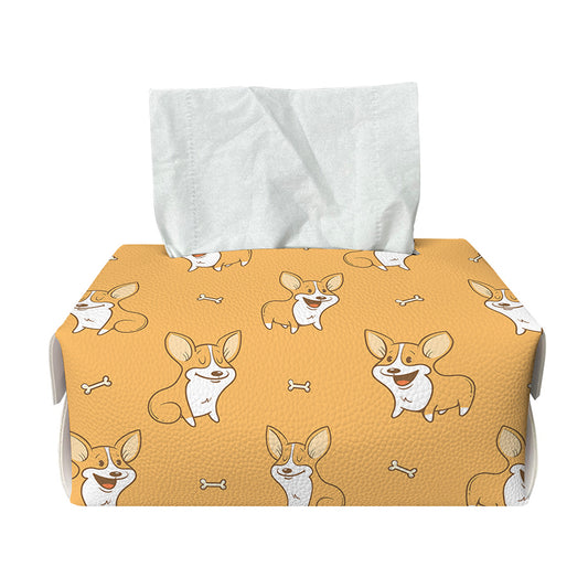 Little Corgi Pattern Print Rectangle Tissue Box Cover