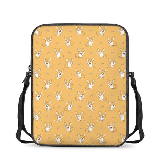 Little Corgi Pattern Print Rectangular Crossbody Bag