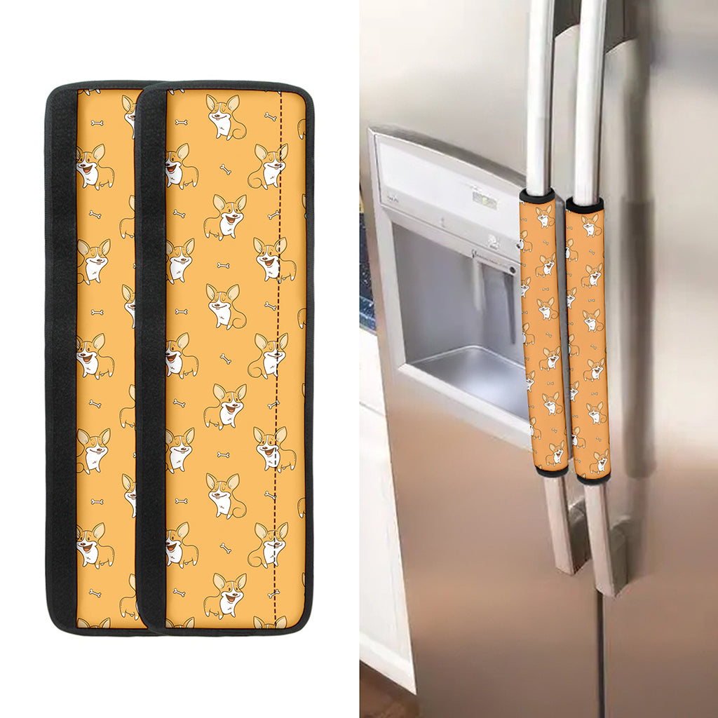 Little Corgi Pattern Print Refrigerator Handle Covers