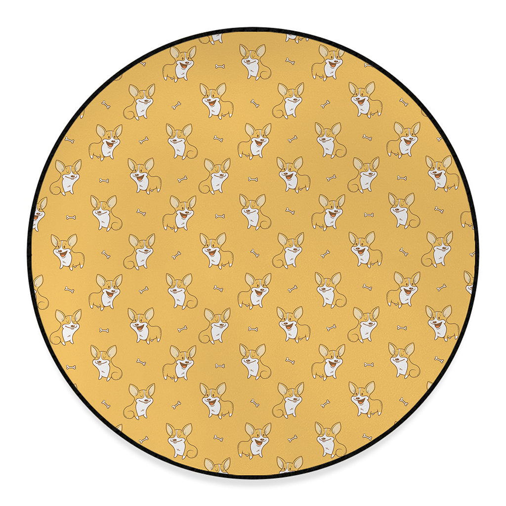 Little Corgi Pattern Print Round Floor Mat