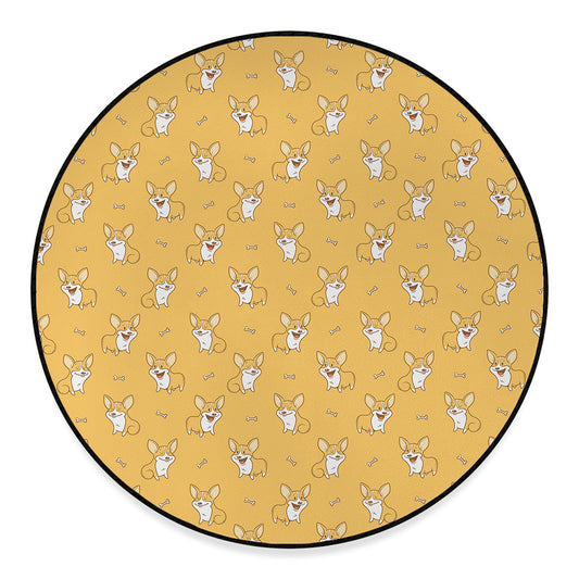 Little Corgi Pattern Print Round Floor Mat