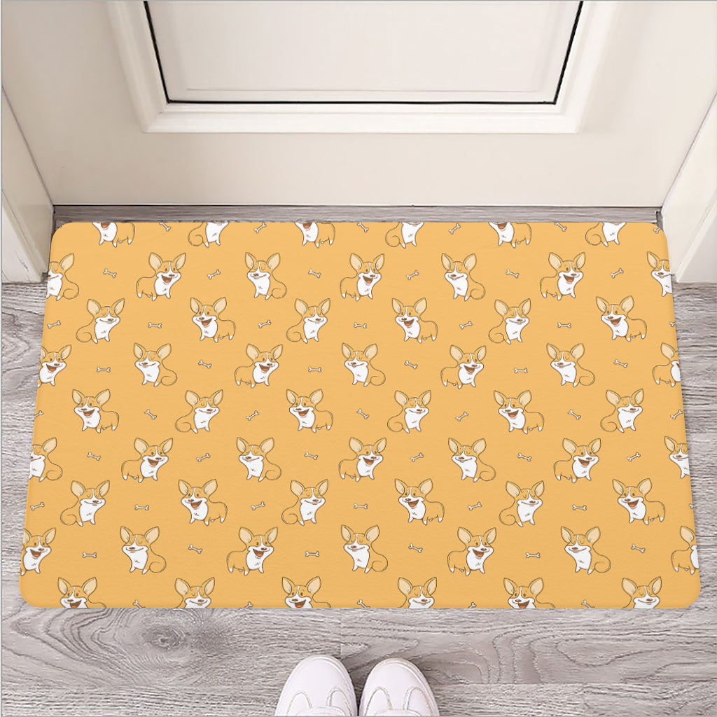 Little Corgi Pattern Print Rubber Doormat