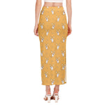 Little Corgi Pattern Print Side Slit Maxi Skirt