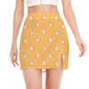 Little Corgi Pattern Print Side Slit Mini Skirt