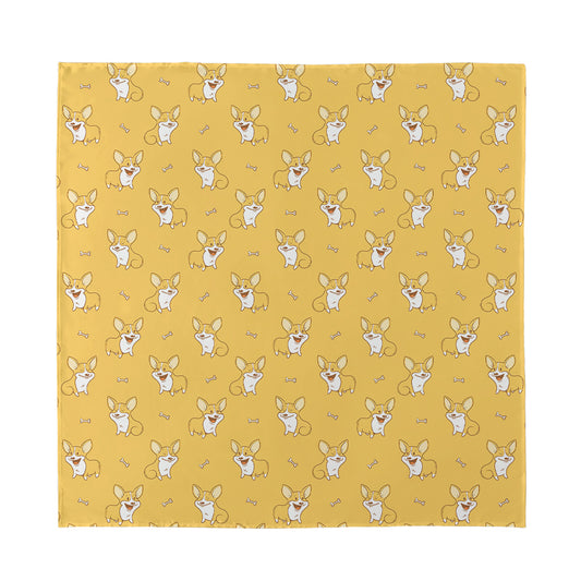 Little Corgi Pattern Print Silk Bandana