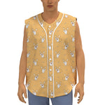 Little Corgi Pattern Print Sleeveless Baseball Jersey