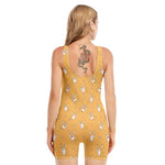 Little Corgi Pattern Print Sleeveless One Piece Swimsuit