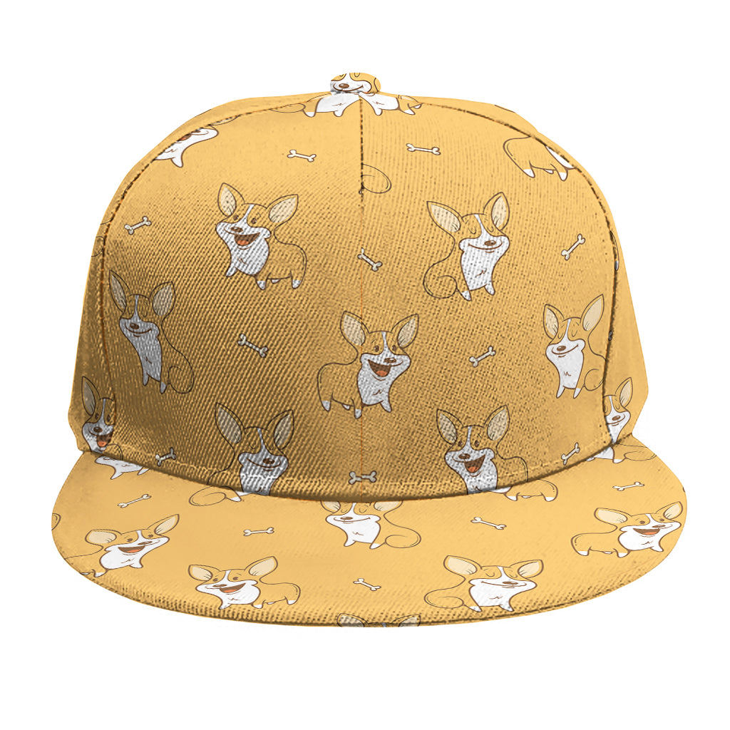 Little Corgi Pattern Print Snapback Cap