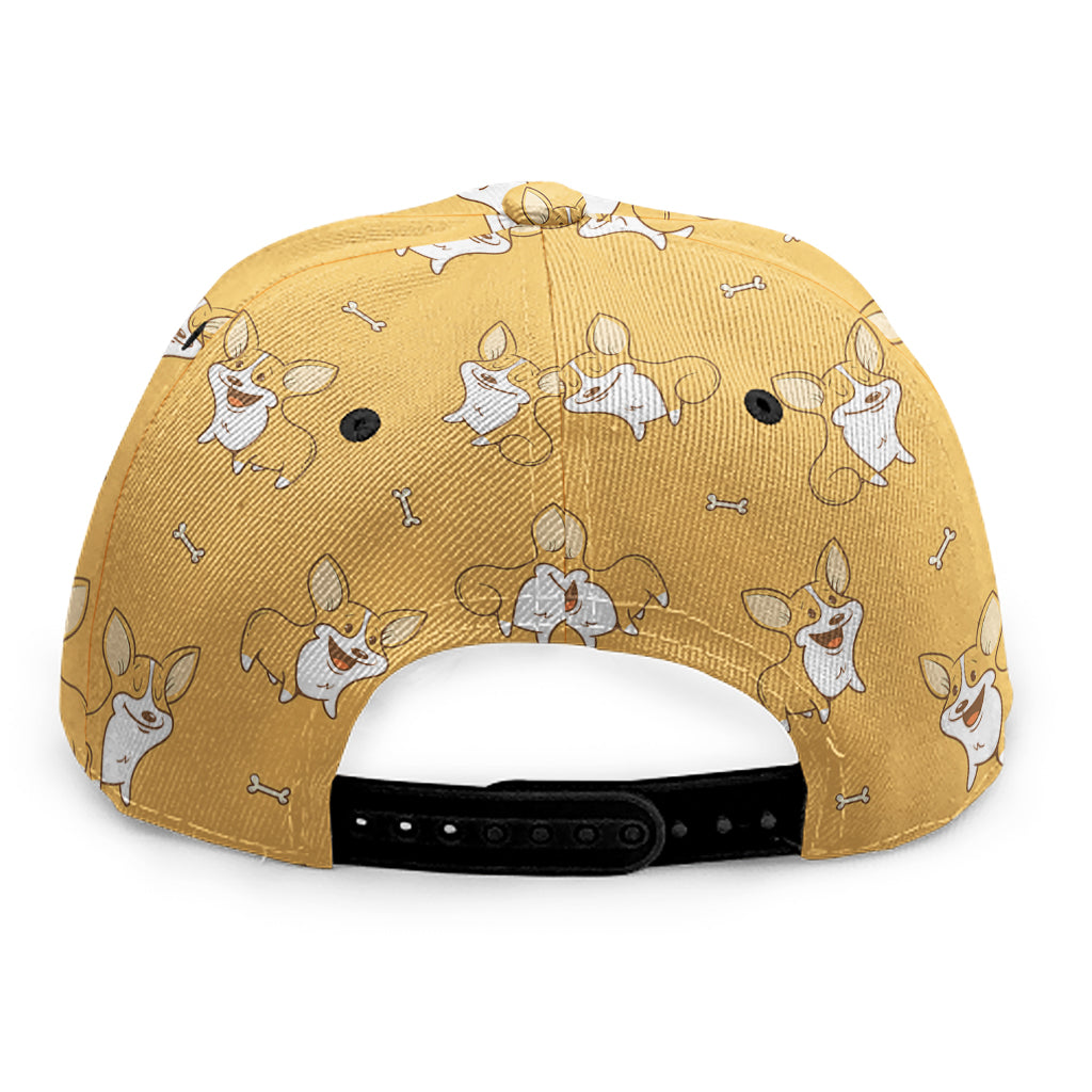 Little Corgi Pattern Print Snapback Cap