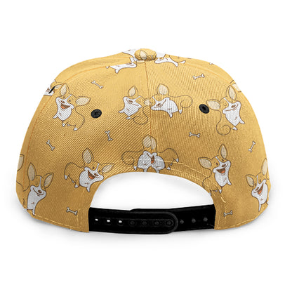 Little Corgi Pattern Print Snapback Cap