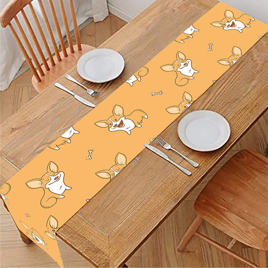 Little Corgi Pattern Print Table Runner
