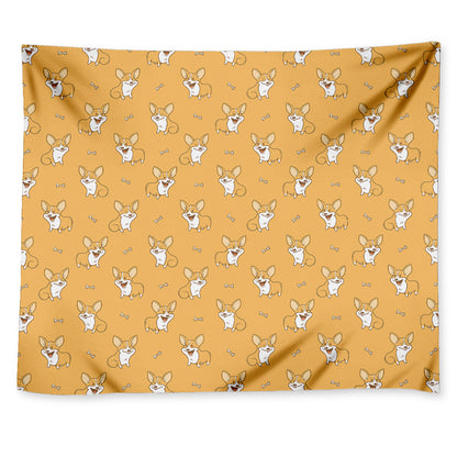 Little Corgi Pattern Print Tapestry