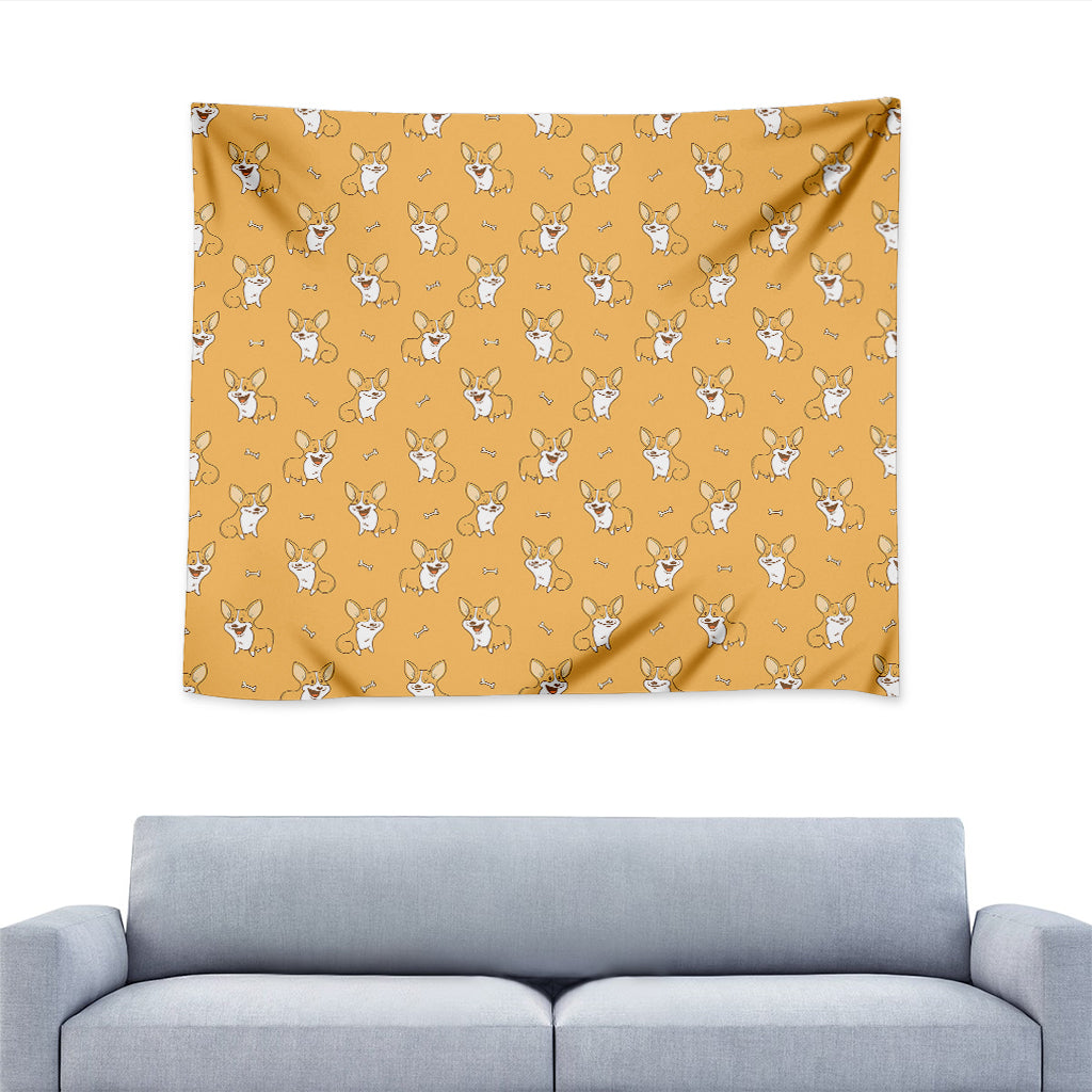 Little Corgi Pattern Print Tapestry