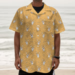 Little Corgi Pattern Print Textured Short Sleeve Shirt