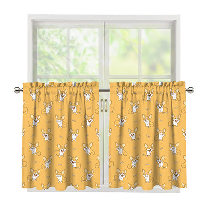 Little Corgi Pattern Print Tier Curtains