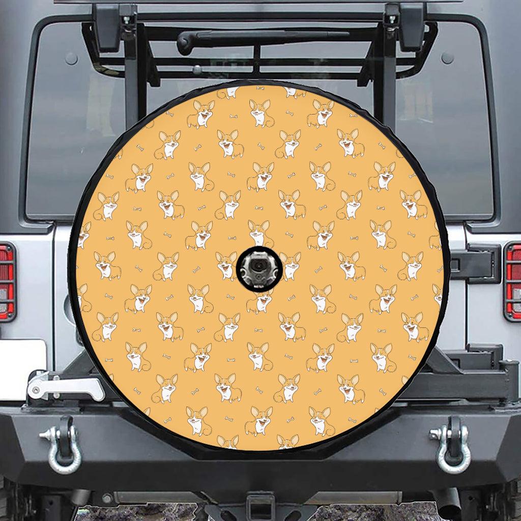 Little Corgi Pattern Print Tire Cover With Camera Hole