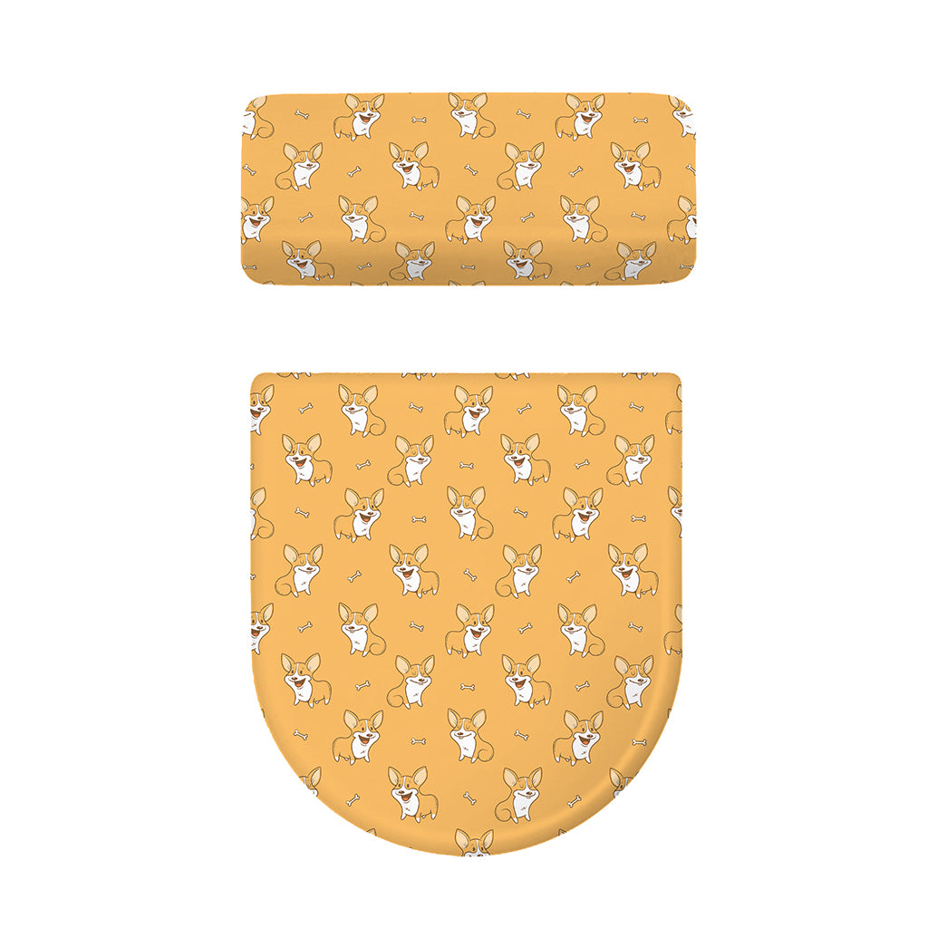 Little Corgi Pattern Print Toilet Lid And Tank Cover Set