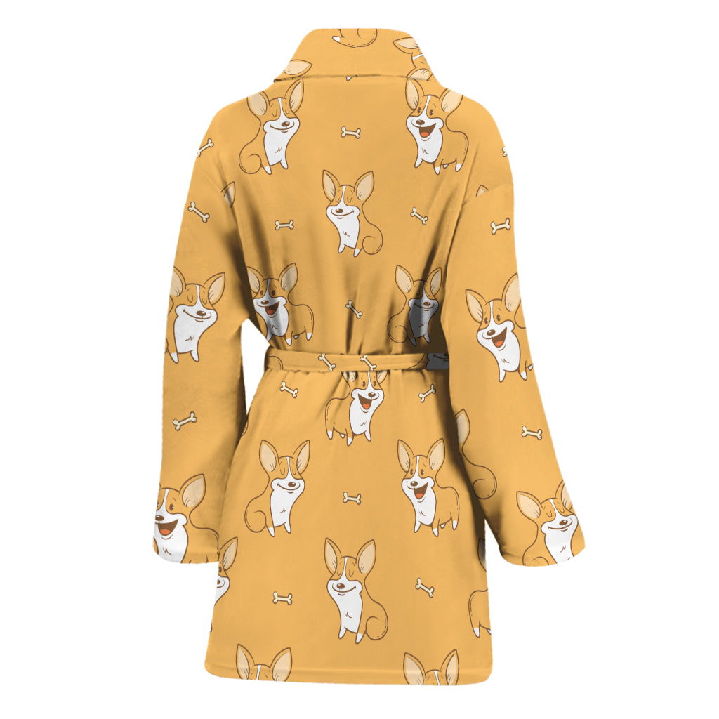 Little Corgi Pattern Print Women's Bathrobe