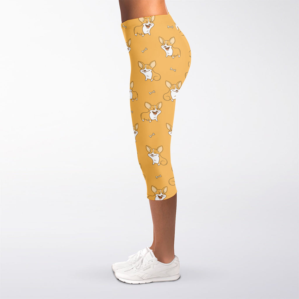 Little Corgi Pattern Print Women's Capri Leggings