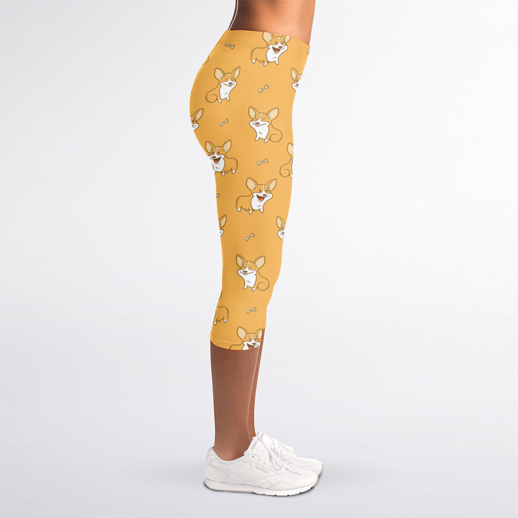 Little Corgi Pattern Print Women's Capri Leggings