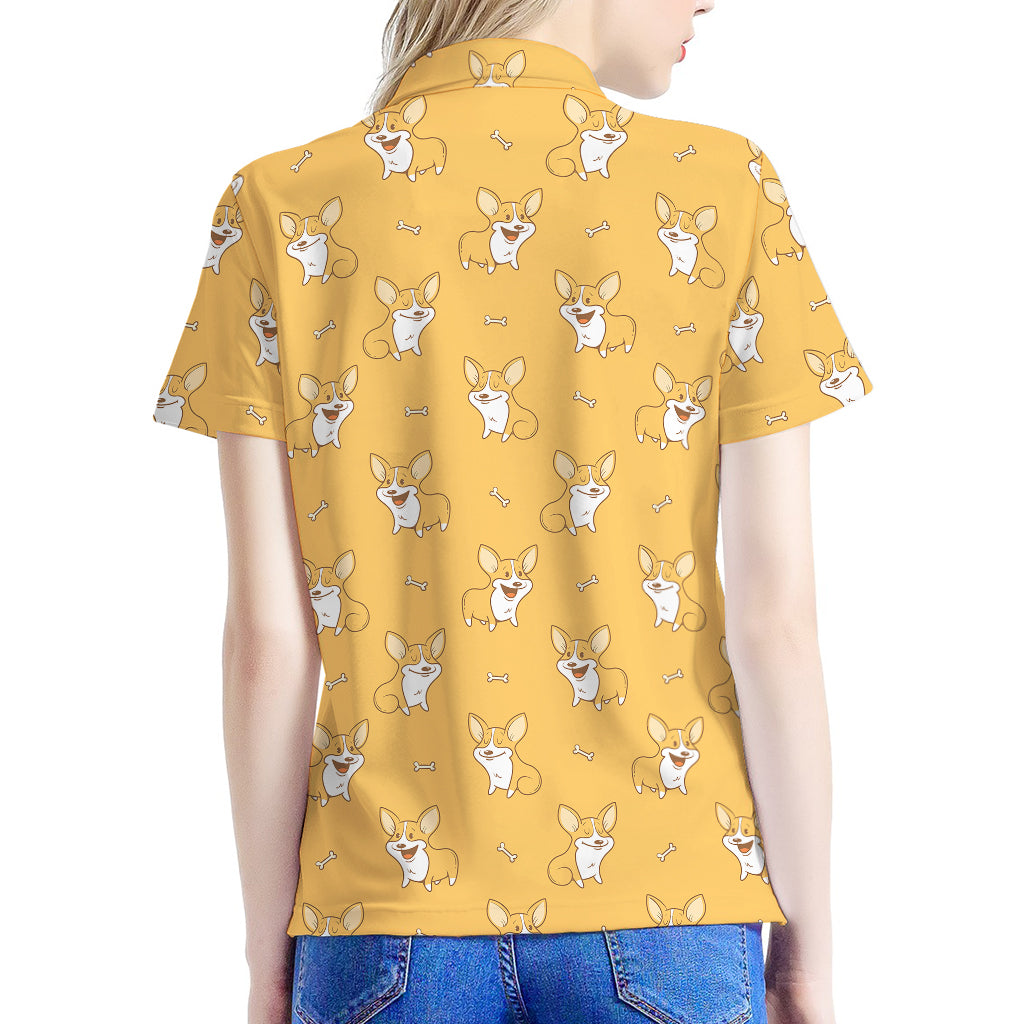 Little Corgi Pattern Print Women's Polo Shirt