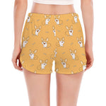 Little Corgi Pattern Print Women's Split Running Shorts