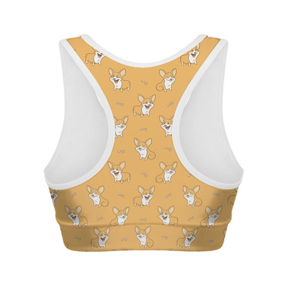 Little Corgi Pattern Print Women's Sports Bra