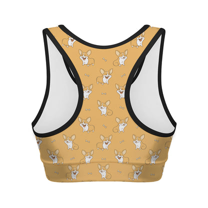 Little Corgi Pattern Print Women's Sports Bra