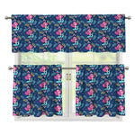 Little Cute Mermaid Pattern Print 3 Piece Kitchen Curtains