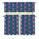 Little Cute Mermaid Pattern Print 3 Piece Kitchen Curtains