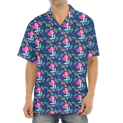 Little Cute Mermaid Pattern Print Aloha Shirt