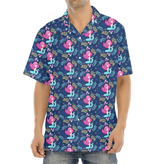 Little Cute Mermaid Pattern Print Aloha Shirt