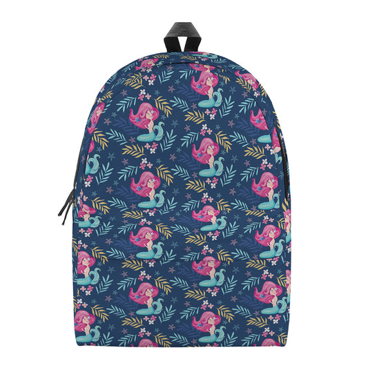 Little Cute Mermaid Pattern Print Backpack