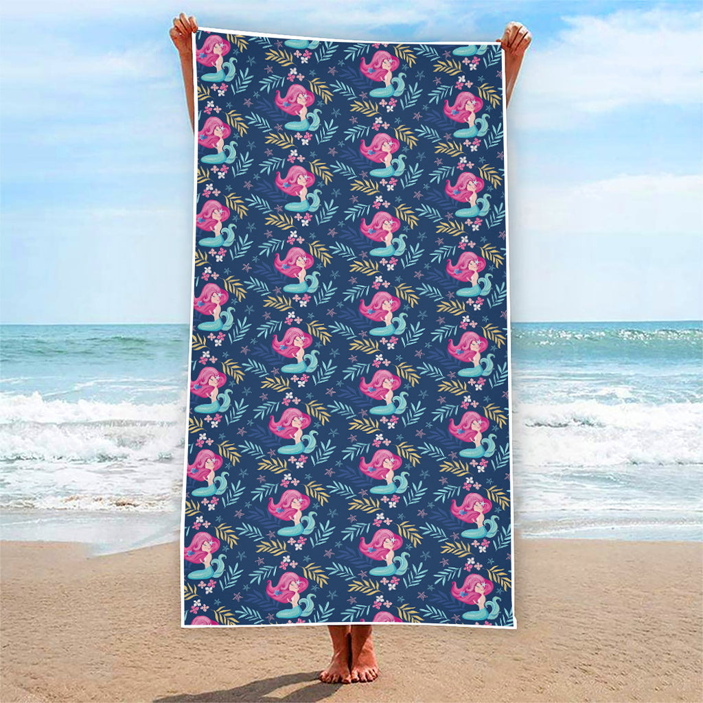 Little Cute Mermaid Pattern Print Beach Towel