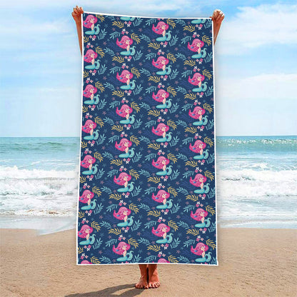 Little Cute Mermaid Pattern Print Beach Towel