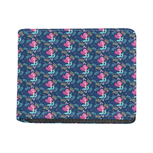Little Cute Mermaid Pattern Print Bifold Wallet