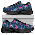 Little Cute Mermaid Pattern Print Black Chunky Shoes