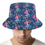Little Cute Mermaid Pattern Print Bucket Hat