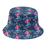 Little Cute Mermaid Pattern Print Bucket Hat