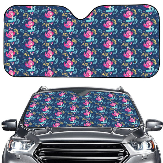 Little Cute Mermaid Pattern Print Car Windshield Sun Shade